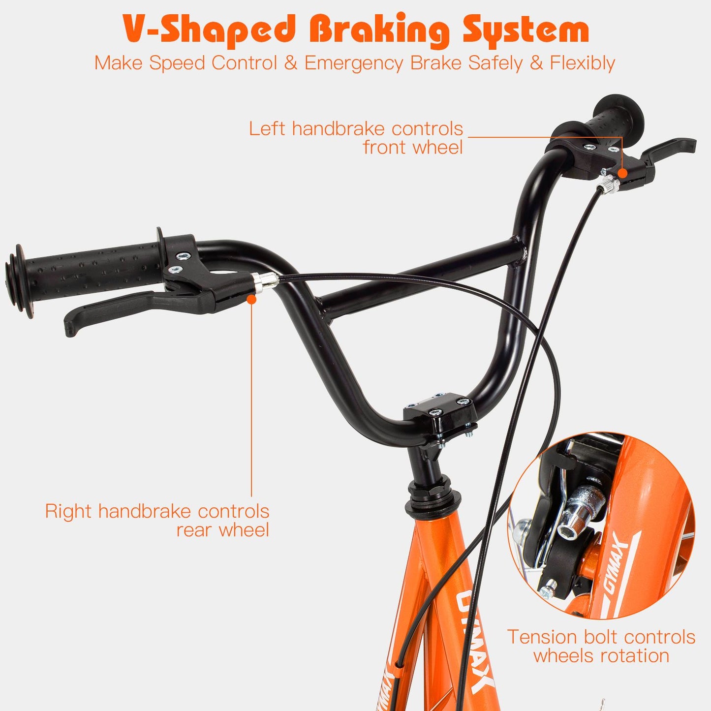Height Adjustable Youth Scooter with 2 V-Type Handbrakes for Kids 8-12