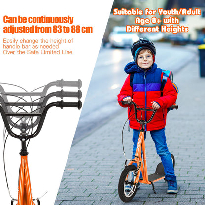 Height Adjustable Youth Scooter with 2 V-Type Handbrakes for Kids 8-12