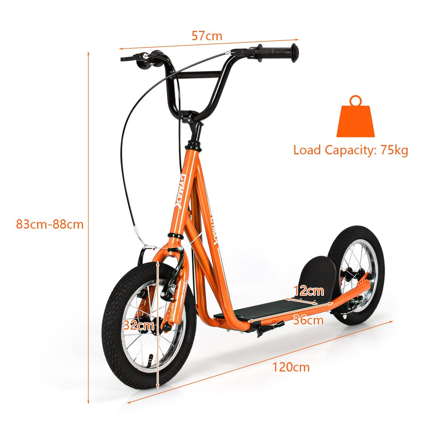 Height Adjustable Youth Scooter with 2 V-Type Handbrakes for Kids 8-12