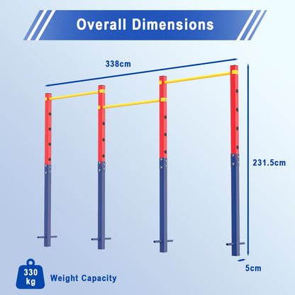 220 kg In-Ground Pull Up Bar with 5 Adjustable Heights and Anchors
