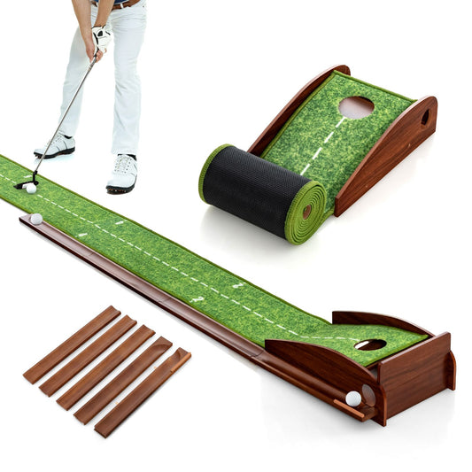 Indoor Outdoor Golf Putting Mat with Auto Ball Return and 3 Balls