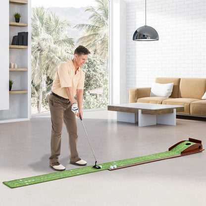 Indoor Outdoor Golf Putting Mat with Auto Ball Return and 3 Balls