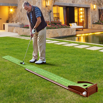 Indoor Outdoor Golf Putting Mat with Auto Ball Return and 3 Balls