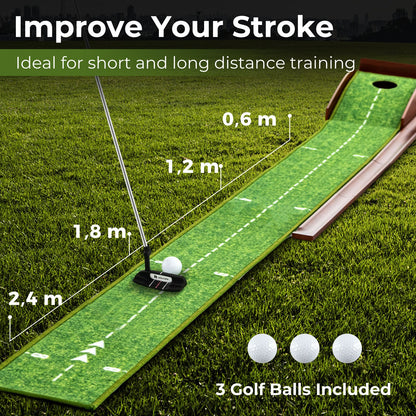 Indoor Outdoor Golf Putting Mat with Auto Ball Return and 3 Balls