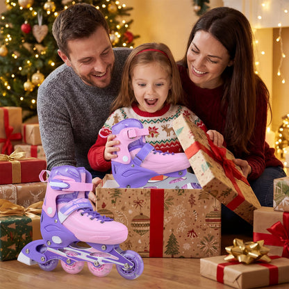 Kids Inline Skates with Illuminating Wheels and Safety Support for Toddlers