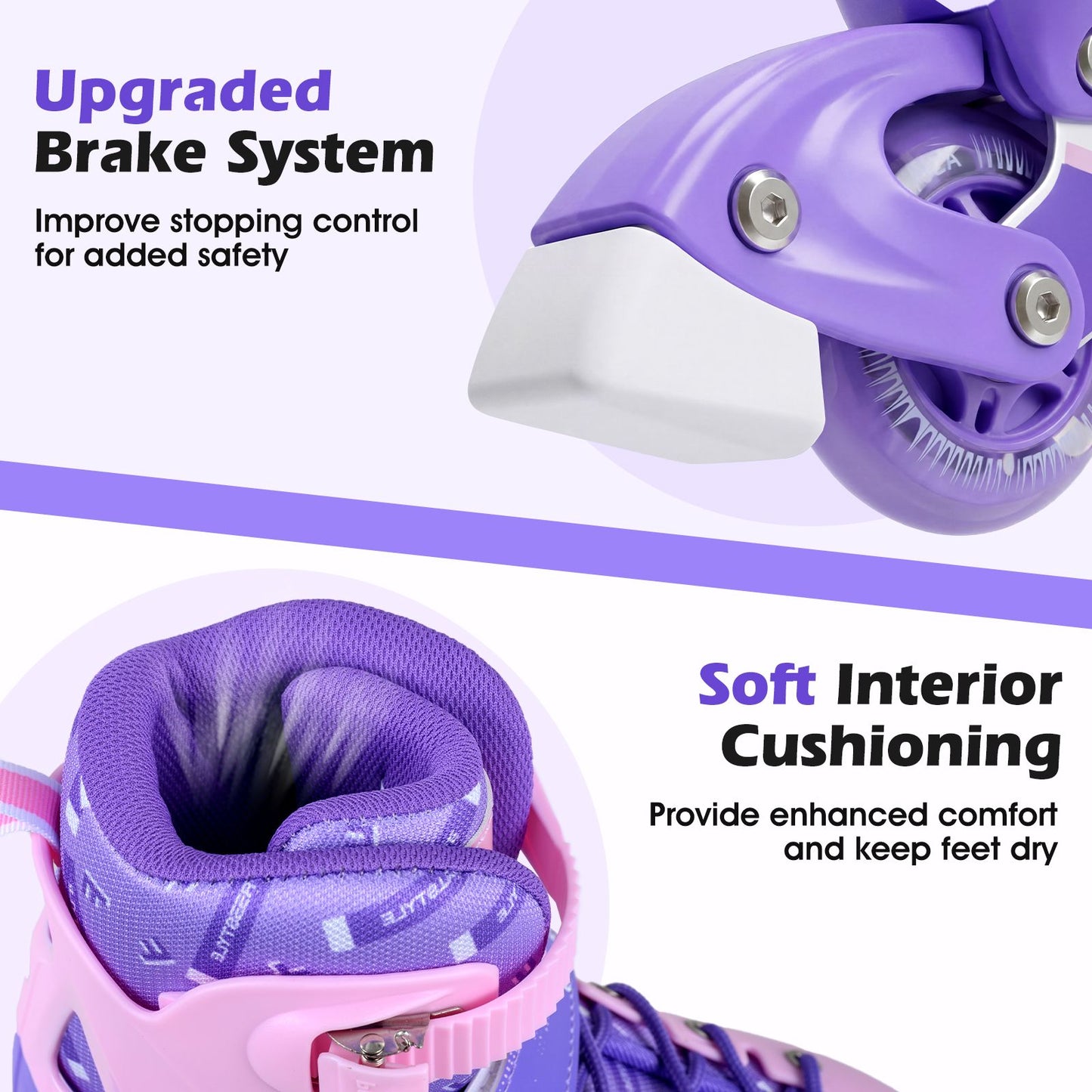 Kids Inline Skates with Illuminating Wheels and Safety Support for Toddlers
