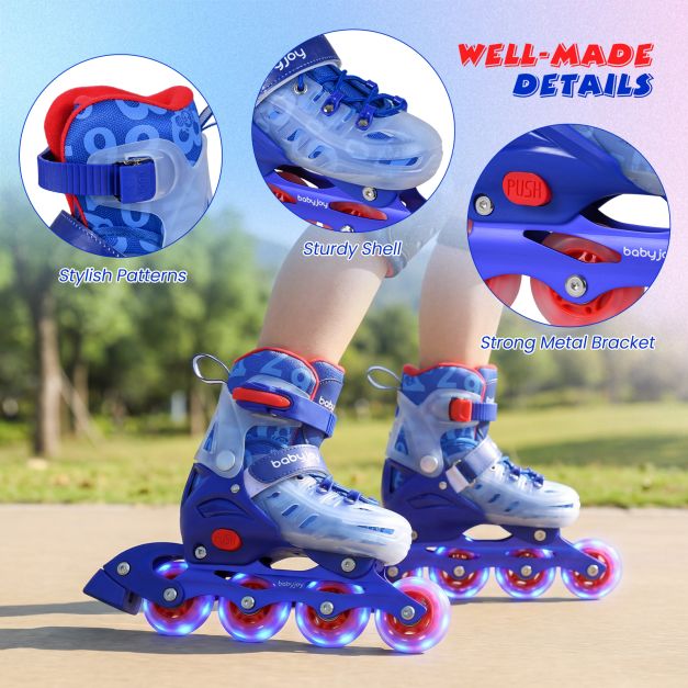 Kids Inline Skates with Light Up Wheels and Safety Protection for Beginners