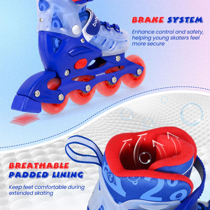 Kids Inline Skates with Light Up Wheels and Safety Protection for Beginners