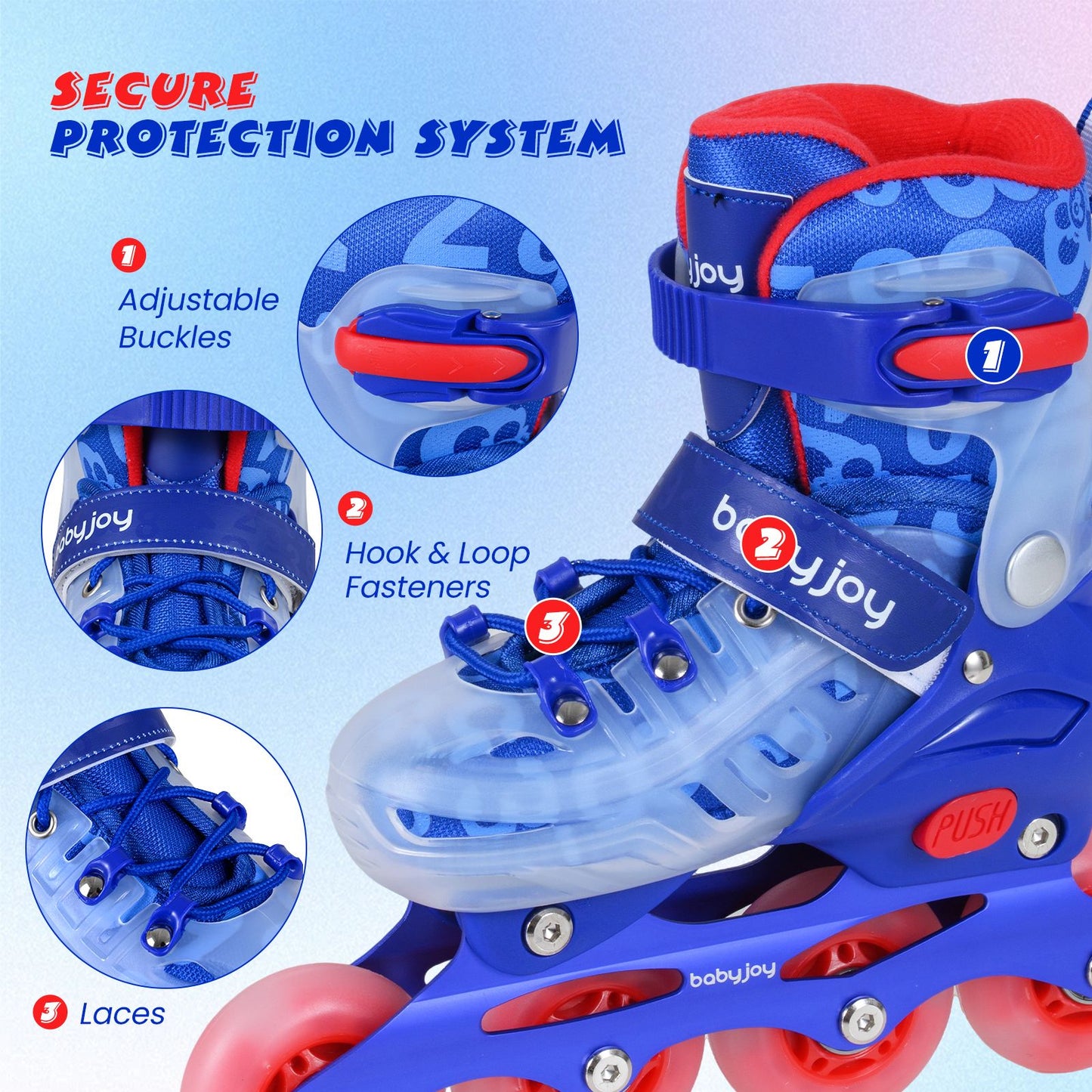 Kids Inline Skates with Light Up Wheels and Safety Protection for Beginners
