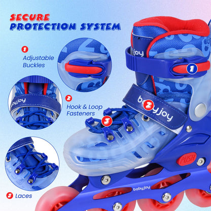 Kids Inline Skates with Light Up Wheels and Safety Protection for Beginners