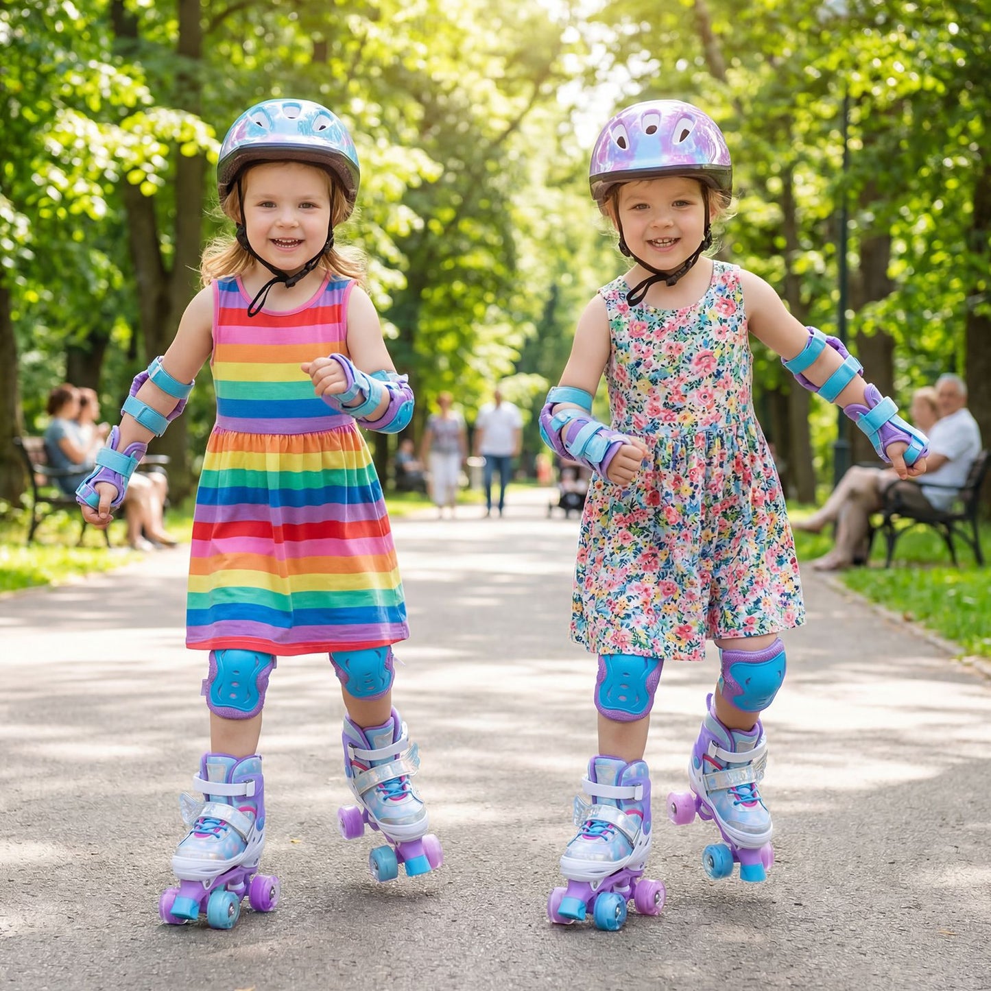 Kids Roller Skates for Toddlers Ages 5-7 with 4 Light-up Wheels for Outdoor Activities