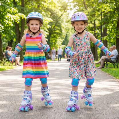Kids Roller Skates for Toddlers Ages 5-7 with 4 Light-up Wheels for Outdoor Activities