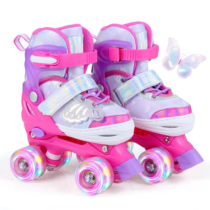 Kids Roller Skates for Toddlers Ages 5-7 with 4 Light-up Wheels for Outdoor Activities