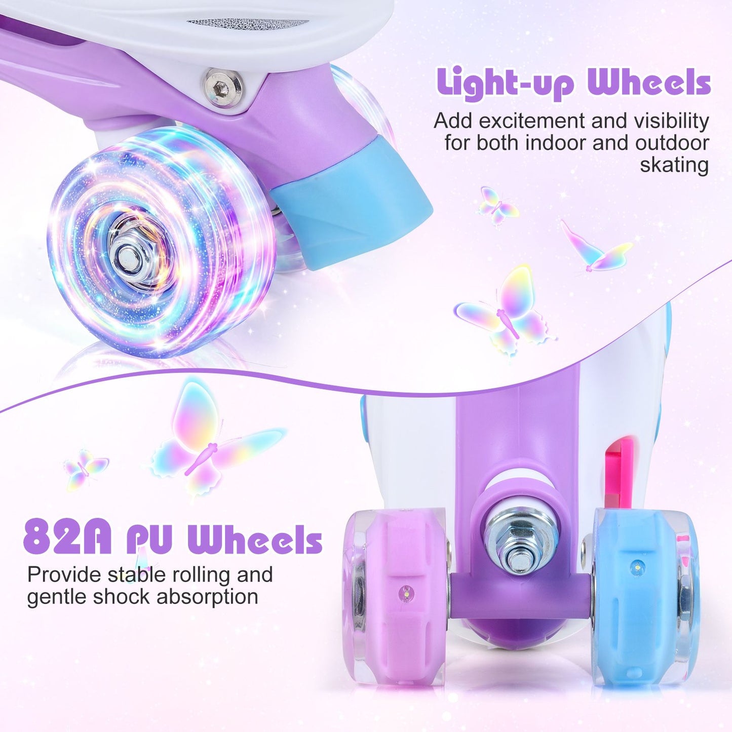 Kids Roller Skates for Toddlers Ages 5-7 with 4 Light-up Wheels for Outdoor Activities