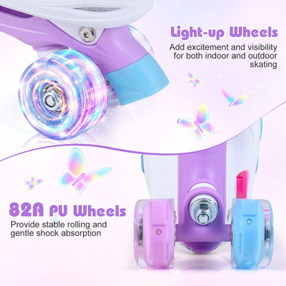 Kids Roller Skates for Toddlers Ages 5-7 with 4 Light-up Wheels for Outdoor Activities