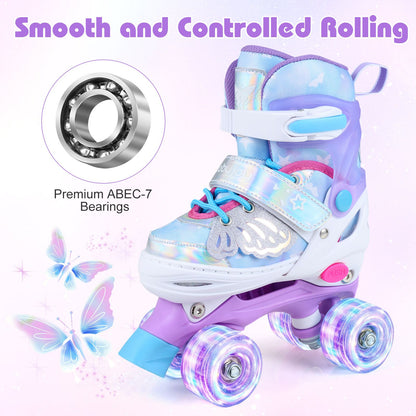 Kids Roller Skates for Toddlers Ages 5-7 with 4 Light-up Wheels for Outdoor Activities