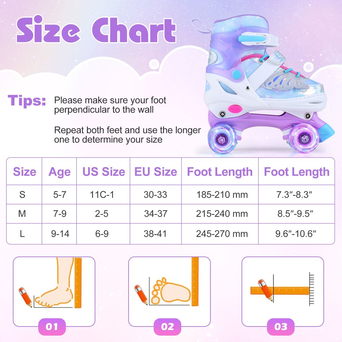 Kids Roller Skates for Toddlers Ages 5-7 with 4 Light-up Wheels for Outdoor Activities