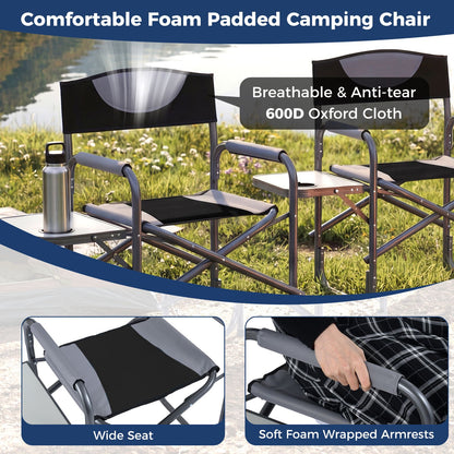 Lightweight Folding Camping Chair with Side Table and Cup Holder