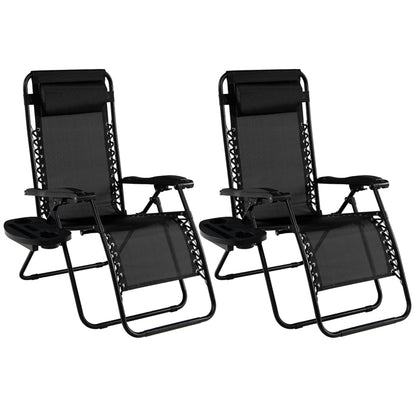 Patio Zero Gravity Lounge Chair with Cup Holder & Removable Pillow