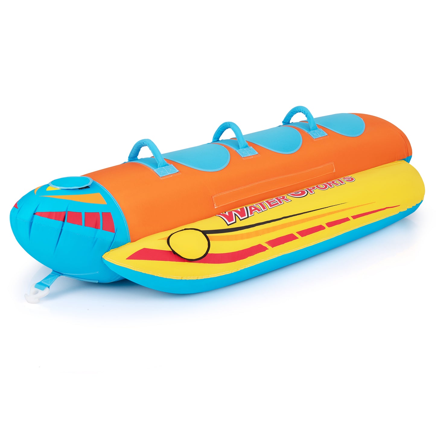 Hot Dog Towable Tube for Boating, 1-3 Person 510 lbs Capacity Inflatable Boat Tube with Full Nylon Cover, Water Sports Towables