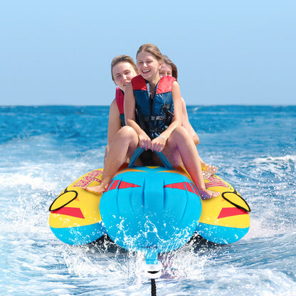Hot Dog Towable Tube for Boating, 1-3 Person 510 lbs Capacity Inflatable Boat Tube with Full Nylon Cover, Water Sports Towables