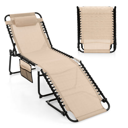 Patio Folding Chaise Lounge Oversized Portable Lay Flat Reclining Chair