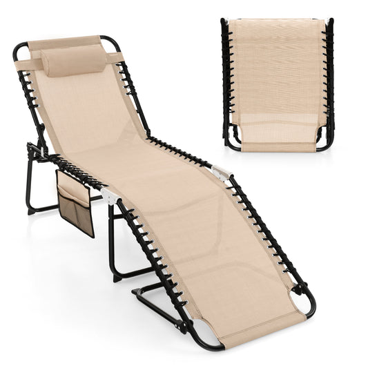 Patio Folding Chaise Lounge Oversized Portable Lay Flat Reclining Chair