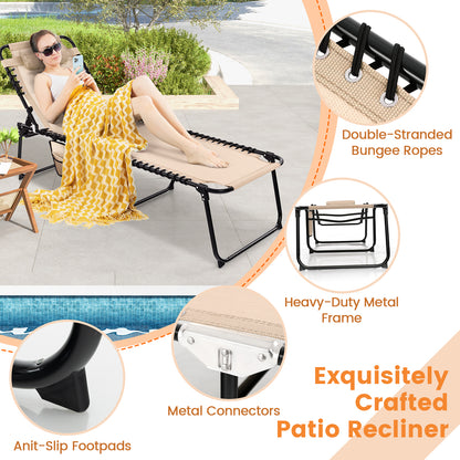 Patio Folding Chaise Lounge Oversized Portable Lay Flat Reclining Chair