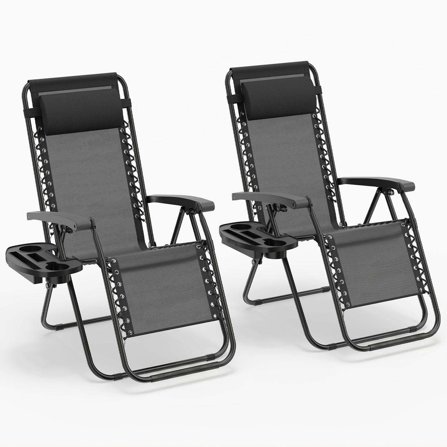 Patio Zero Gravity Lounge Chair with Cup Holder & Removable Pillow