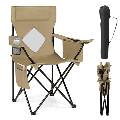 Folding Camping Chair with Mesh Backrest and Metal Frame