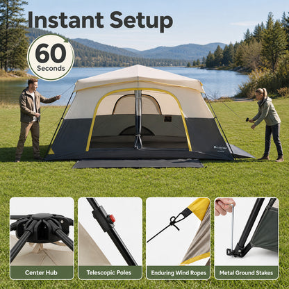 10 Person Instant Cabin Camping Tent with Rainfly