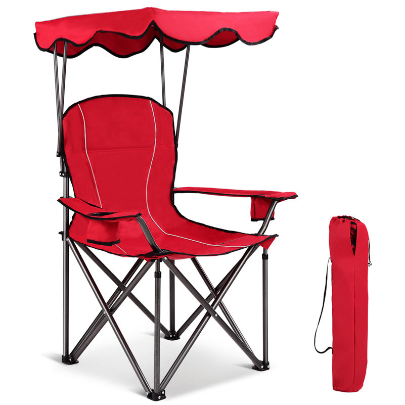 Folding Camping Chair with Adjustable Shade Canopy and Carrying Bag