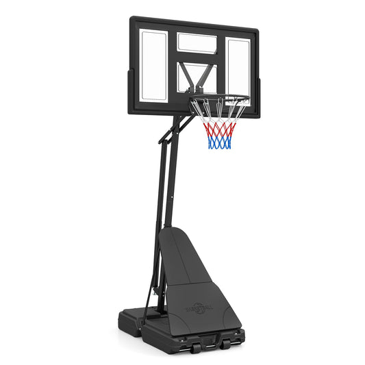2.35-3.05 m Adjustable Basketball Hoop with Backboard and Portable Wheels