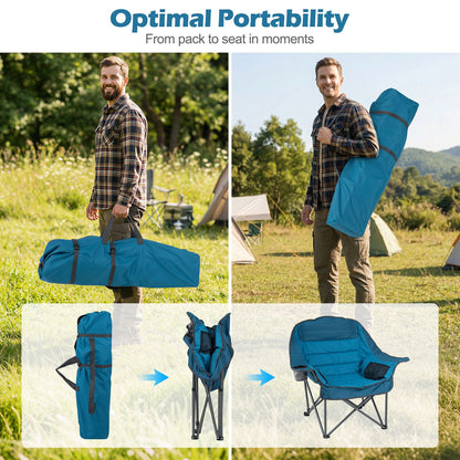 Oversized Camping Chair with Side Pockets and Cup Holder for Outdoor Sports