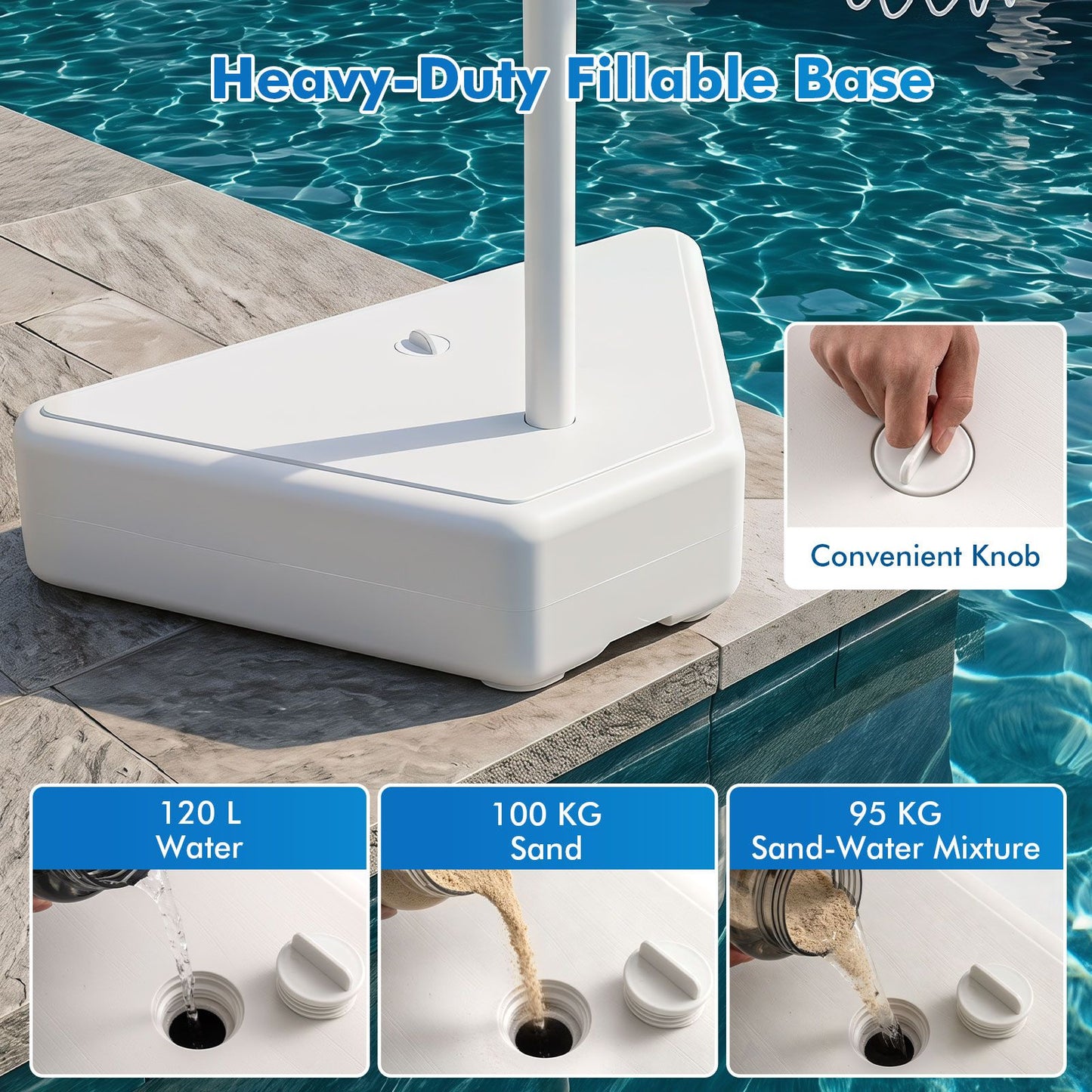 Swimming Pool Goal with Adjustable Height Backboard and Filled Base