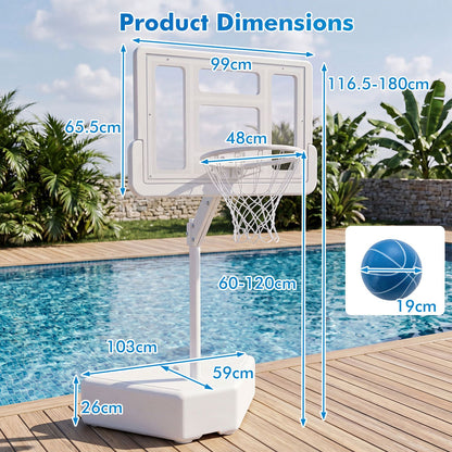 Swimming Pool Goal with Adjustable Height Backboard and Filled Base