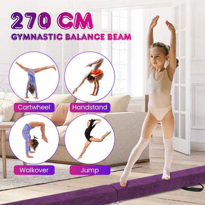 Portable Gymnastic Beam with Anti Slip Bottom and Carry Handle for Home