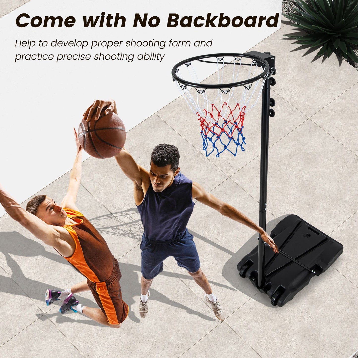 Basketball Hoop Stand with Fillable Base No Backboard for Outdoor Play