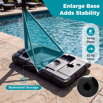 Adjustable Basketball Goal System with Wheels and Ball Storage for Kids