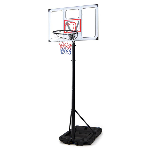Adjustable Basketball Goal System with Wheels and Ball Storage for Kids