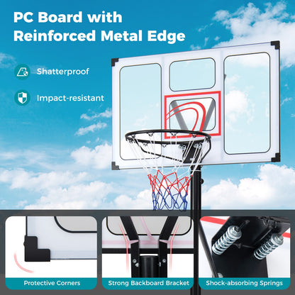 Adjustable Basketball Goal System with Wheels and Ball Storage for Kids