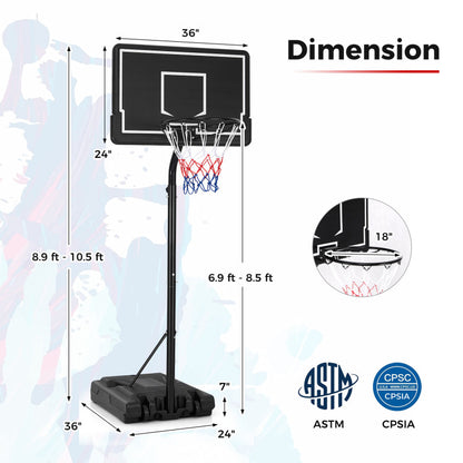 Portable Outdoor Basketball Hoop 6.9-8.5 FT Adjustable