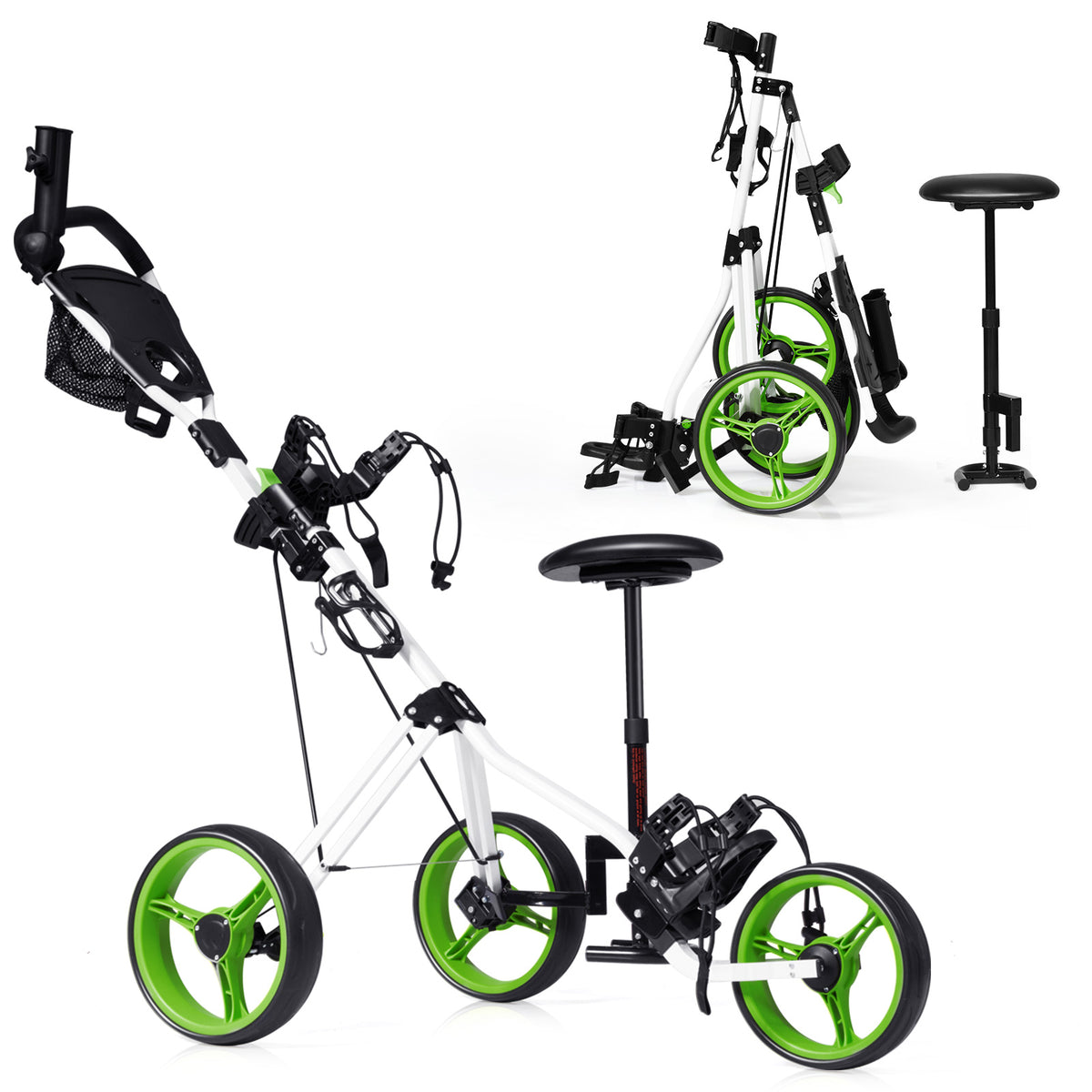 3-Wheel Folding Golf Push Cart