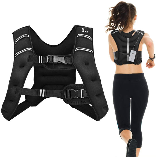 Weighted Vest 9 Workout Vest with Adjustable Buckles & Mesh Bag