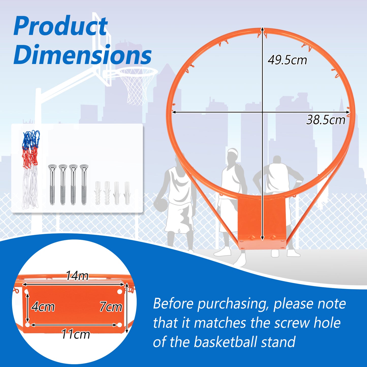 38 cm Wall Door Mounted Basketball Goal Rim for Indoor Outdoor