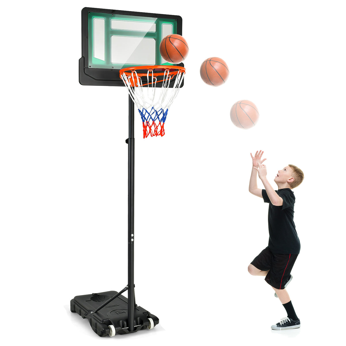Weather-Resistance Basketball Goal Toy with Adjustable Height 132-251cm