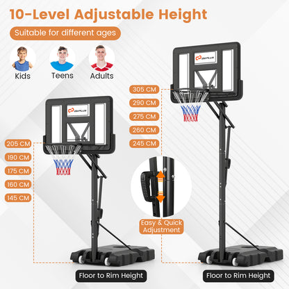 5-Level Height Adjustable Basketball Hoop Stand