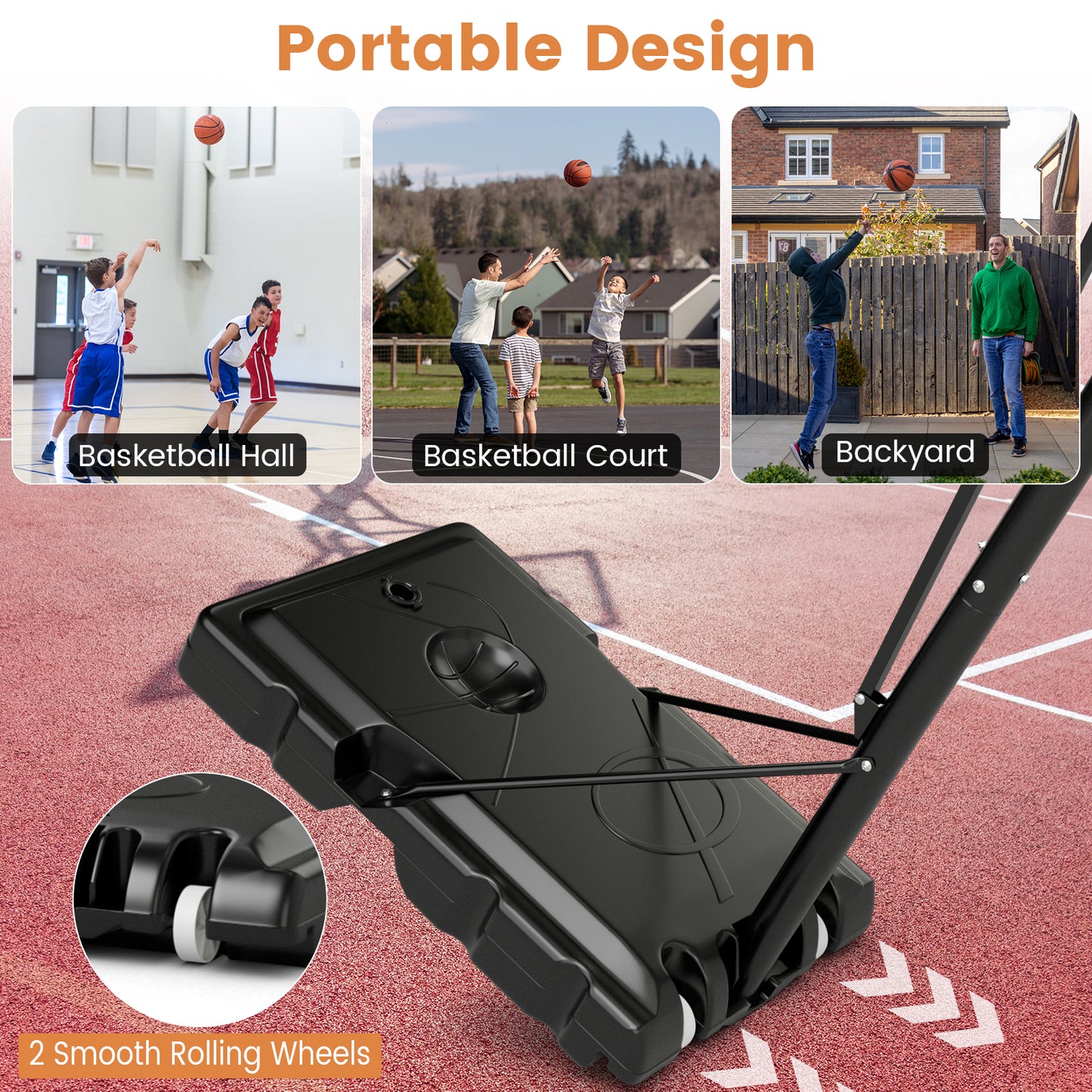 5-Level Height Adjustable Basketball Hoop Stand