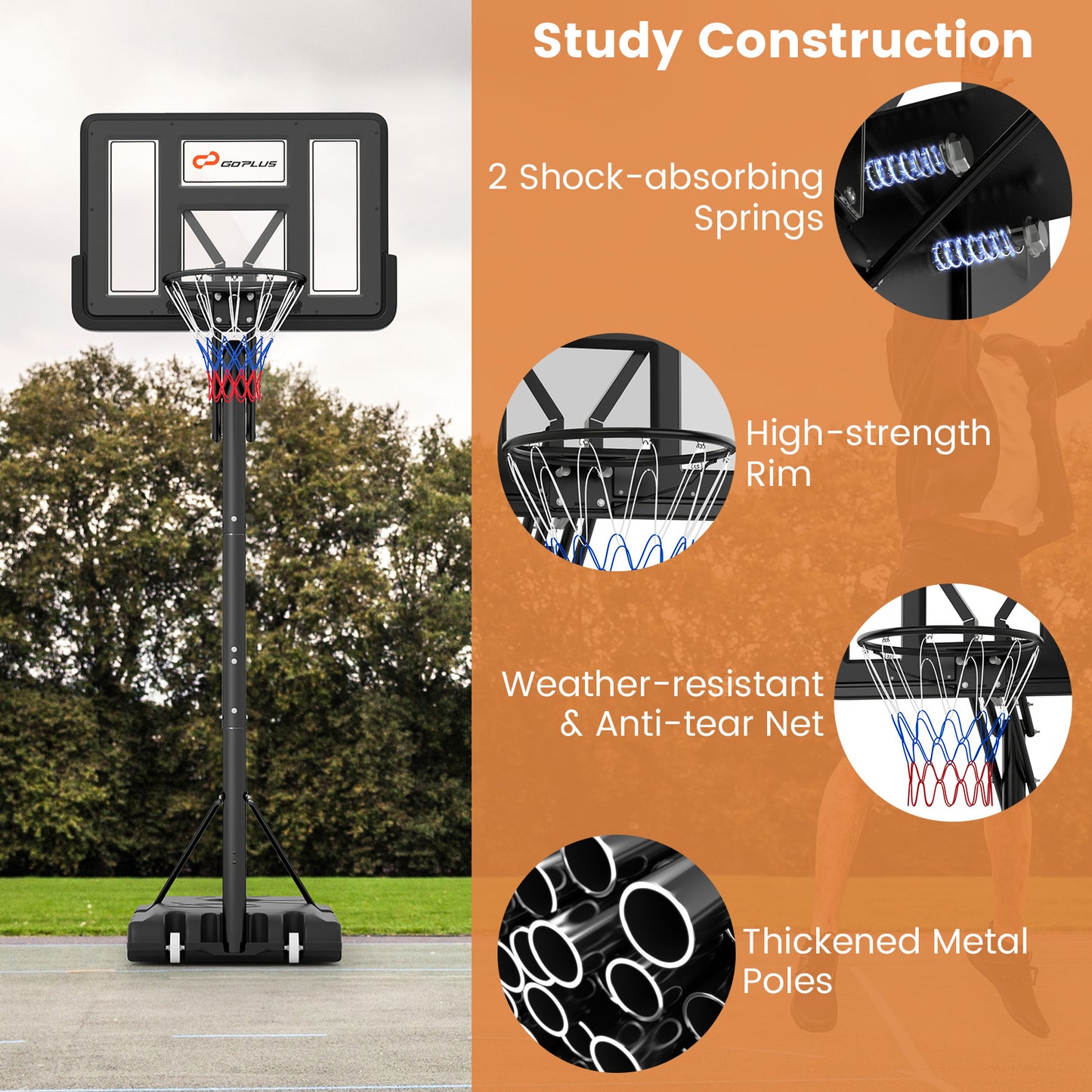 5-Level Height Adjustable Basketball Hoop Stand