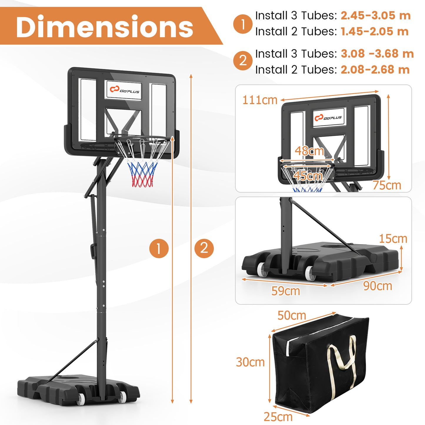 5-Level Height Adjustable Basketball Hoop Stand